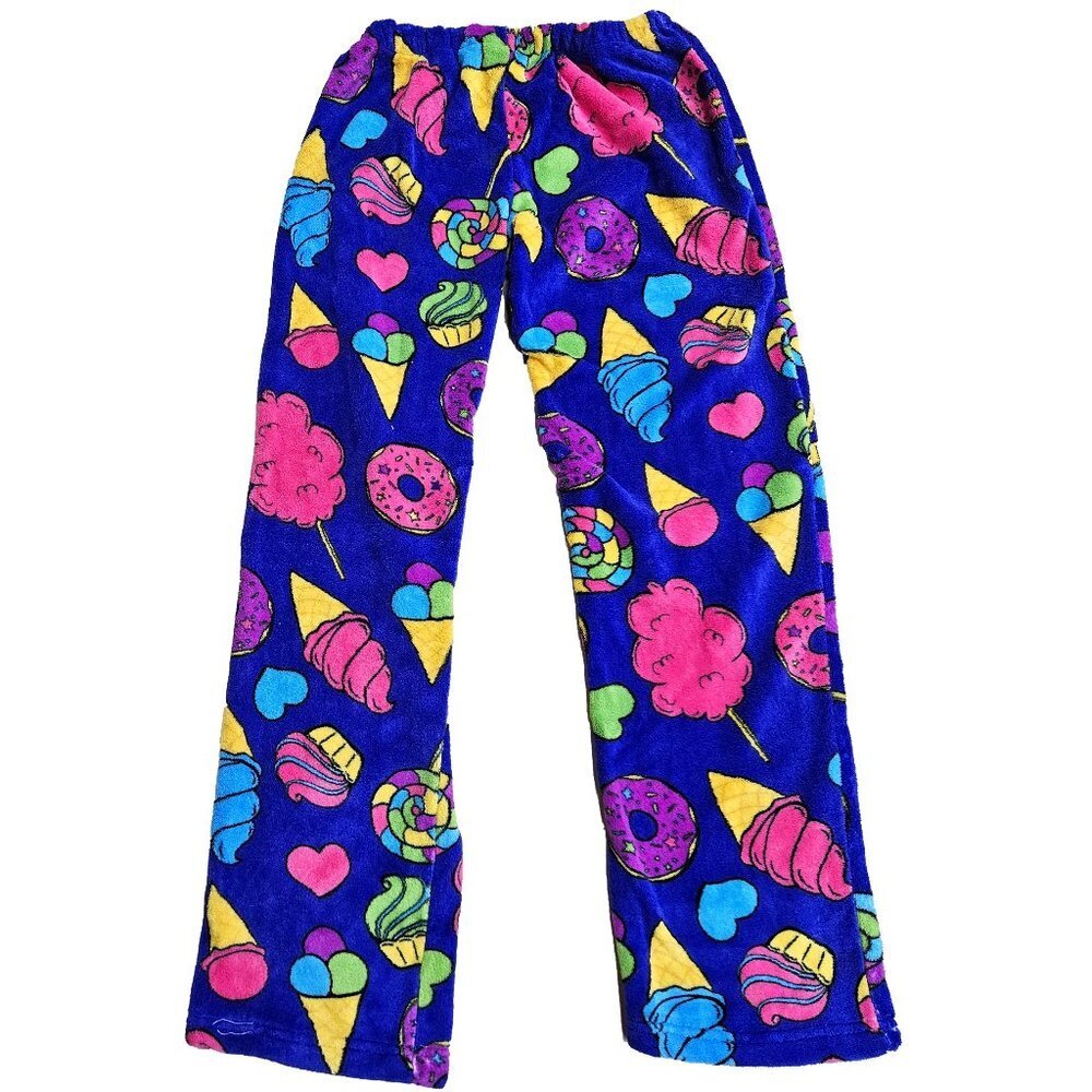 Girls' Plush Pajama Pants, Size Junior Small, Donut Print